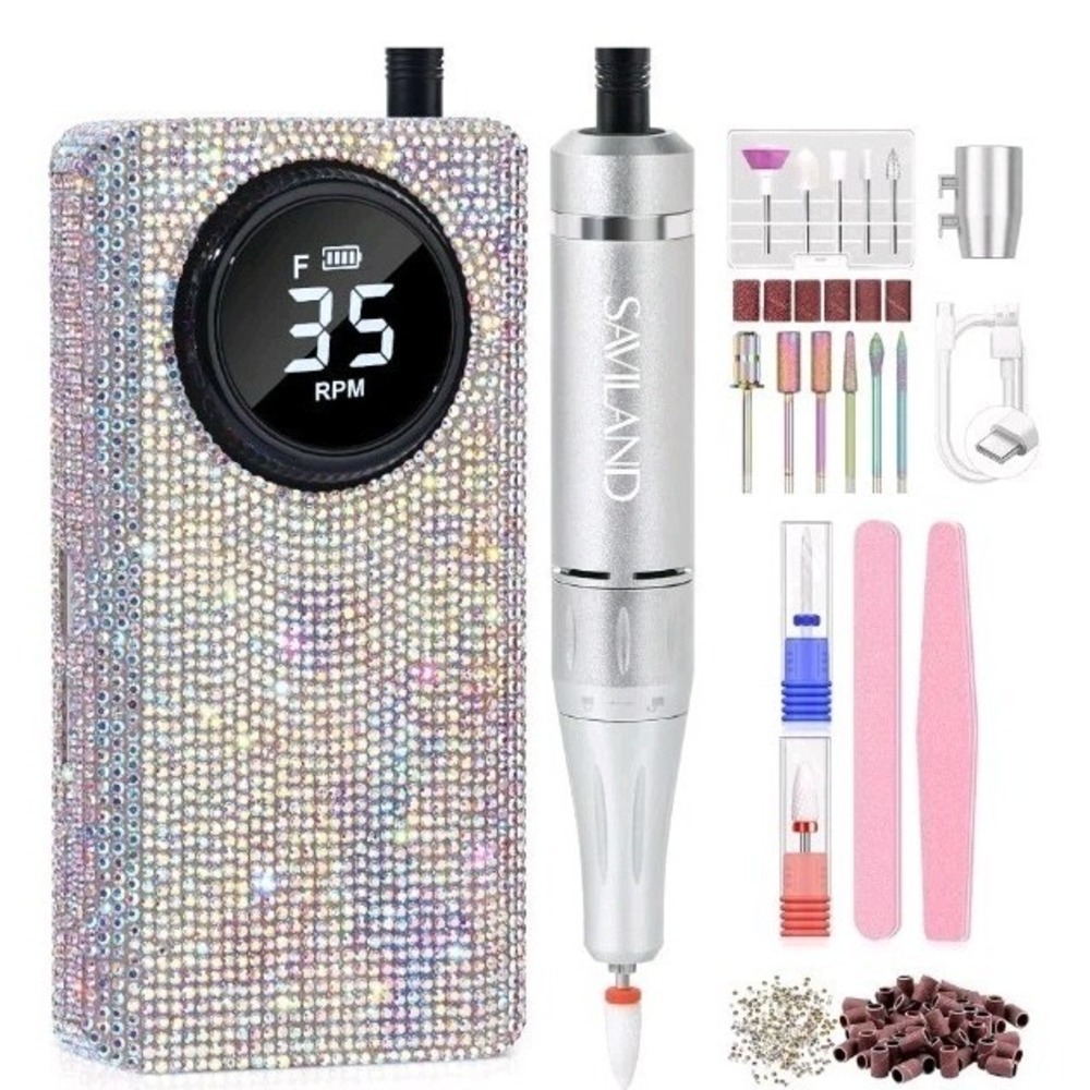SAVILAND Nail Drill Professional: 35000RPM Electric Nail File Glitter Finish